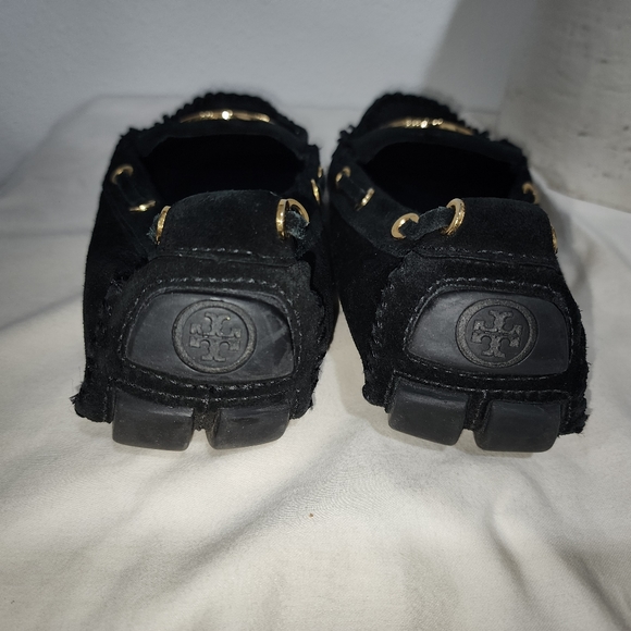 Tory Burch Alexandra Black Suede Leather Logo Driving Moccasin Slipper Sz 7.5 M - Picture 12 of 12